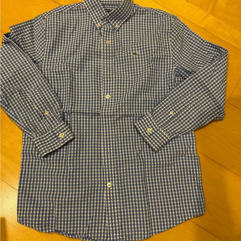 Vineyard Vines Navy and White Checkered Shirt